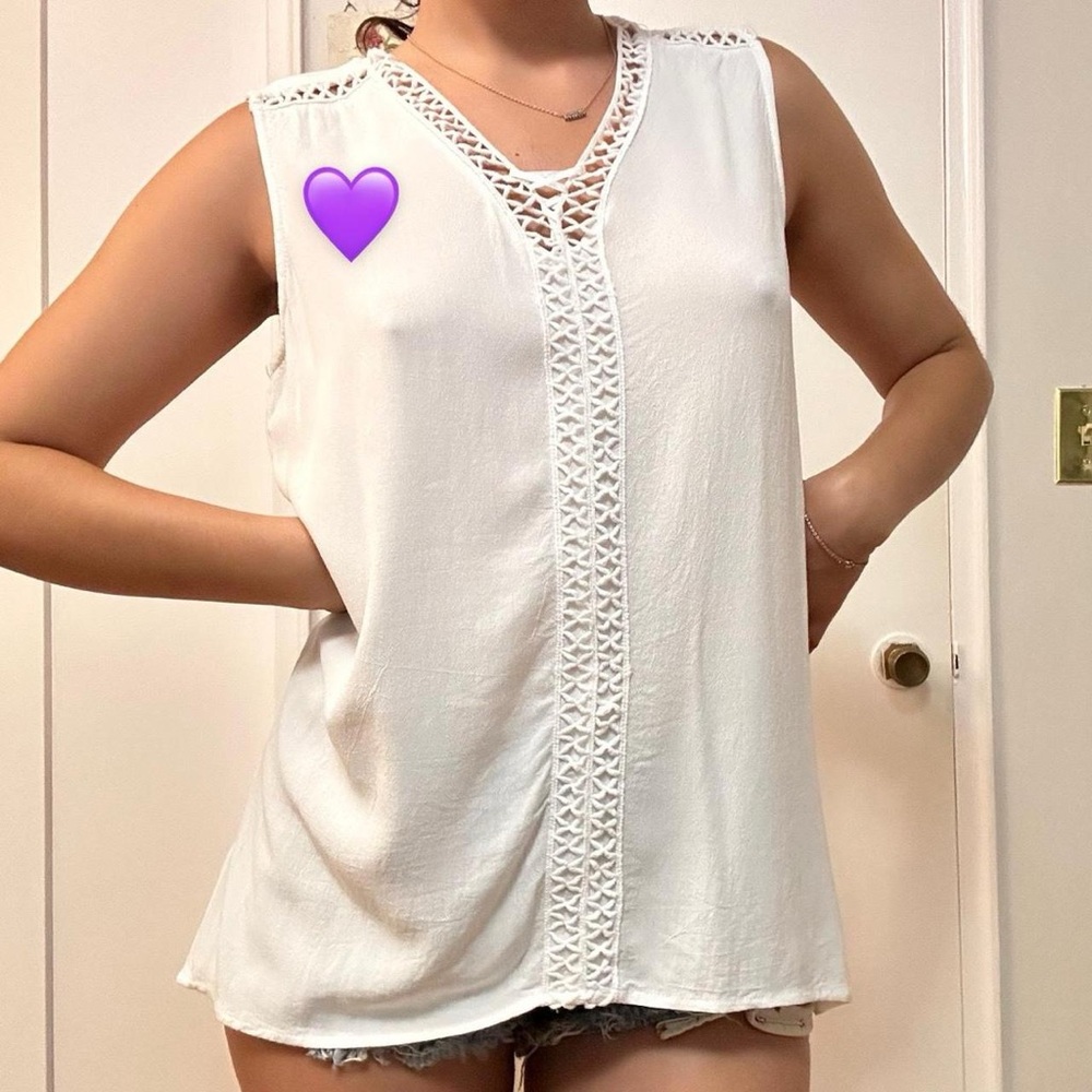 💜 Mandy Evans Tank Blouse White Size Medium